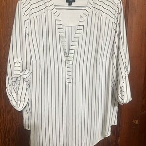 Torrid Black and White Striped Blouse